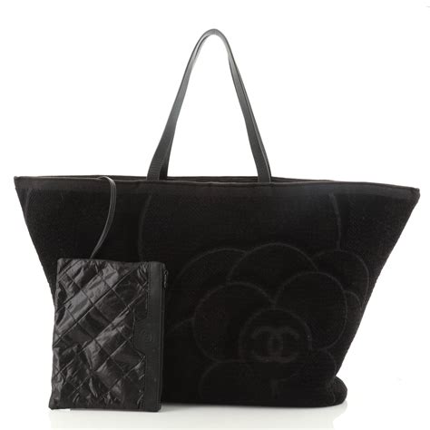 chanel beach bag black and white|chanel terry cloth beach bag.